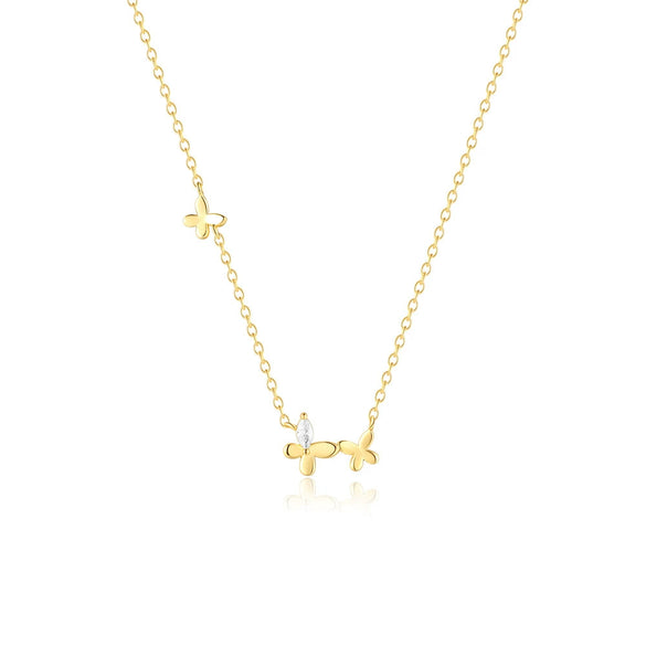 Wholesale 925 Sterling Silver Geometric Butterfly Electroplated Minimalist Clavicle Necklace For Women