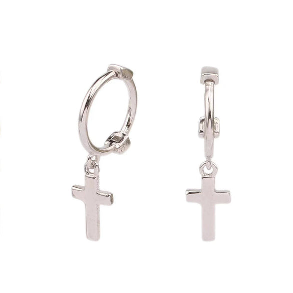 Wholesale 925 Sterling Silver Geometric Cross Earring With Gold Electroplating Unisex Fashion Simple Trendy Jewelry