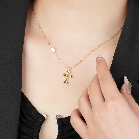 Wholesale 925 Sterling Silver Geometric Cross Necklace For Women