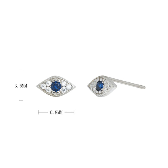Wholesale 925 Sterling Silver Geometric Devil's Eye Microinlay Ear Studs For Women