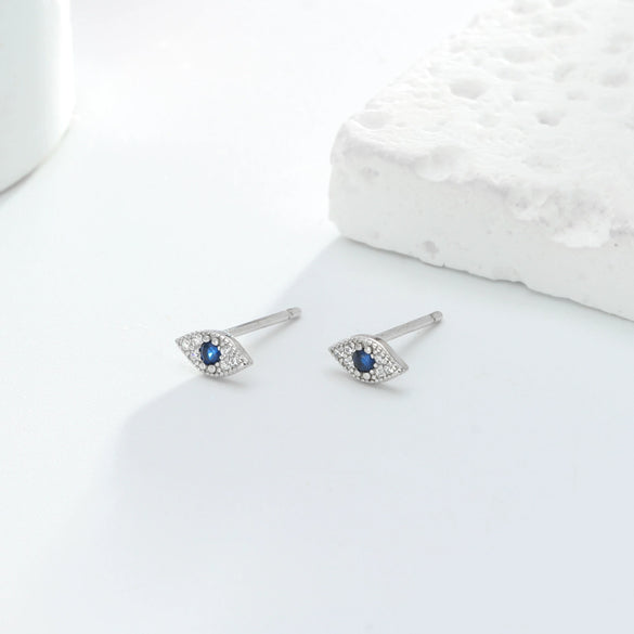 Wholesale 925 Sterling Silver Geometric Devil's Eye Microinlay Ear Studs For Women