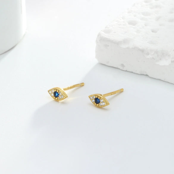 Wholesale 925 Sterling Silver Geometric Devil's Eye Microinlay Ear Studs For Women