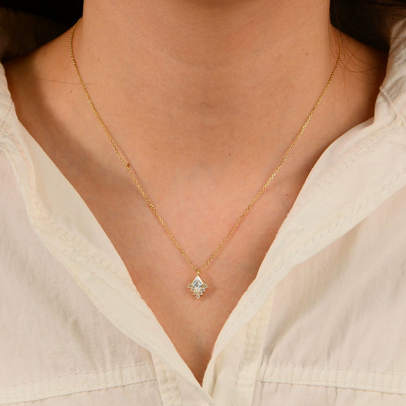 Wholesale 925 Sterling Silver Geometric Diamond Zircon Pendant Necklace For Women