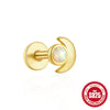 Wholesale 925 Sterling Silver Geometric Ear Bone Stud Earrings For Women With Gem Dripping Oil Opal Electroplated