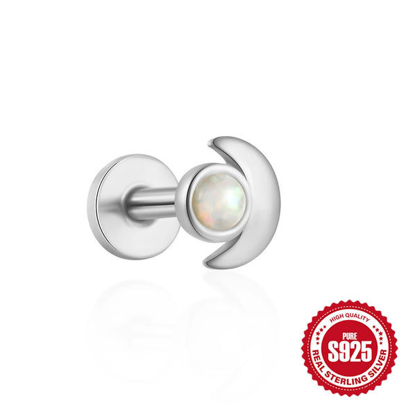 Wholesale 925 Sterling Silver Geometric Ear Bone Stud Earrings For Women With Gem Dripping Oil Opal Electroplated