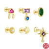 Wholesale 925 Sterling Silver Geometric Ear Bone Stud Earrings For Women With Gem Dripping Oil Opal Electroplated
