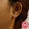Wholesale 925 Sterling Silver Geometric Ear Bone Stud Earrings For Women With Gem Dripping Oil Opal Electroplated
