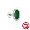 Wholesale 925 Sterling Silver Geometric Ear Bone Stud Earrings For Women With Gem Dripping Oil Opal Electroplated