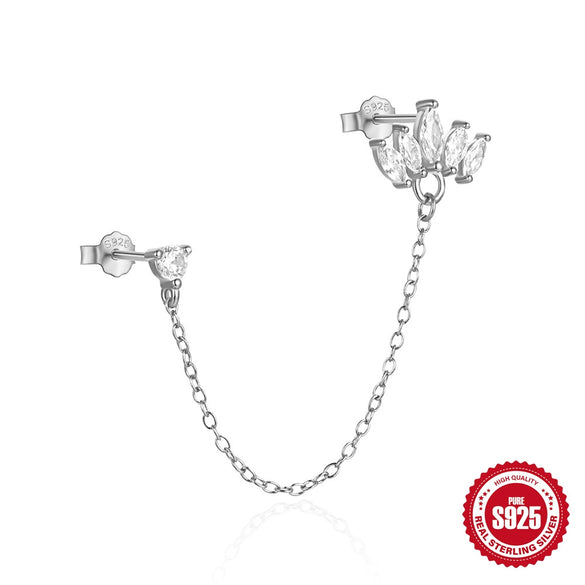 Wholesale 925 Sterling Silver Geometric Ear Stud Earrings With Tassel And Horse Eye Diamond Electroplated For Women