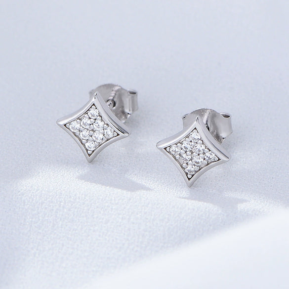 Wholesale Sterling Silver Geometric Earrings For Women Set With Precious Stones