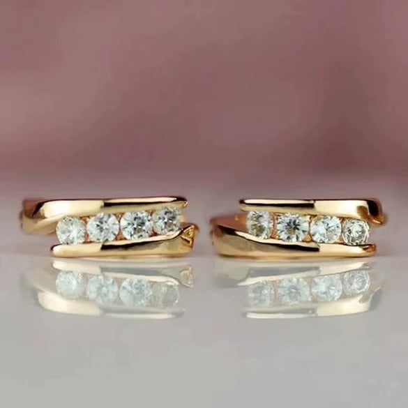 Wholesale 925 Sterling Silver Geometric Earrings Set With Diamonds 18K Gold Plated