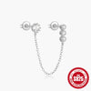 Wholesale 925 Sterling Silver Geometric Five Pointed Star Chain Tassel Ear Studs With Electroplating For Women