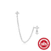Wholesale 925 Sterling Silver Geometric Five Pointed Star Chain Tassel Ear Studs With Electroplating For Women