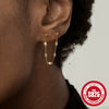 Wholesale 925 Sterling Silver Geometric Five Pointed Star Chain Tassel Ear Studs With Electroplating For Women