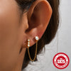 Wholesale 925 Sterling Silver Geometric Five Pointed Star Chain Tassel Ear Studs With Electroplating For Women