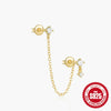 Wholesale 925 Sterling Silver Geometric Five Pointed Star Chain Tassel Ear Studs With Electroplating For Women