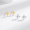 Wholesale 925 Sterling Silver Geometric Flower Four Leaf Clover Earrings Electroplated For Women