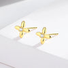 Wholesale 925 Sterling Silver Geometric Flower Four Leaf Clover Earrings Electroplated For Women