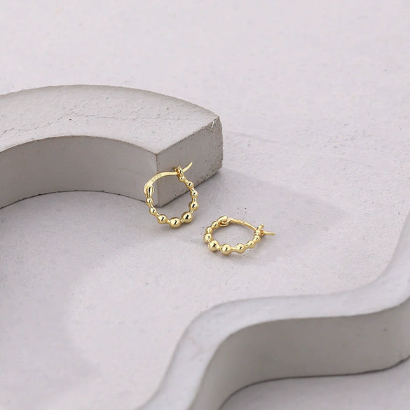 Wholesale 925 Sterling Silver Geometric French Vintage Beaded Women's Earrings With Electroplating