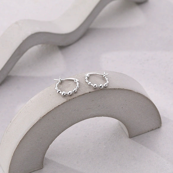 Wholesale 925 Sterling Silver Geometric French Vintage Beaded Women's Earrings With Electroplating