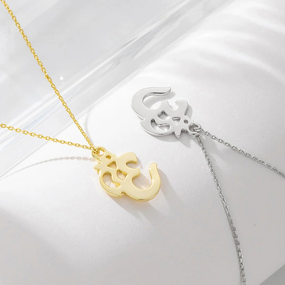 Wholesale 925 Sterling Silver Geometric Hollow Aum Symbol Pendant Necklace For Women