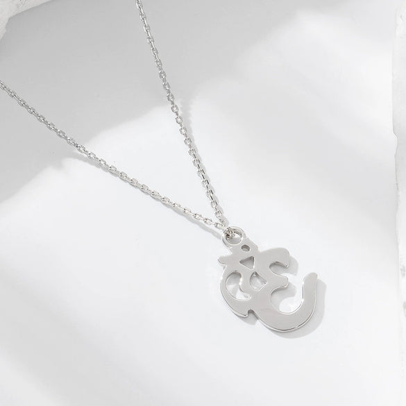 Wholesale 925 Sterling Silver Geometric Hollow Aum Symbol Pendant Necklace For Women