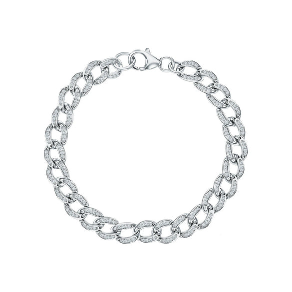 Wholesale 925 Sterling Silver Geometric Hollow Chain Bracelet With Diamond Design Hip Hop Punk Retro Style Unisex