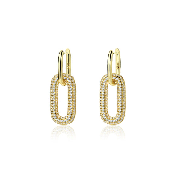 Wholesale 925 Sterling Silver Geometric Inlaid Zircon Oval Earrings For Women