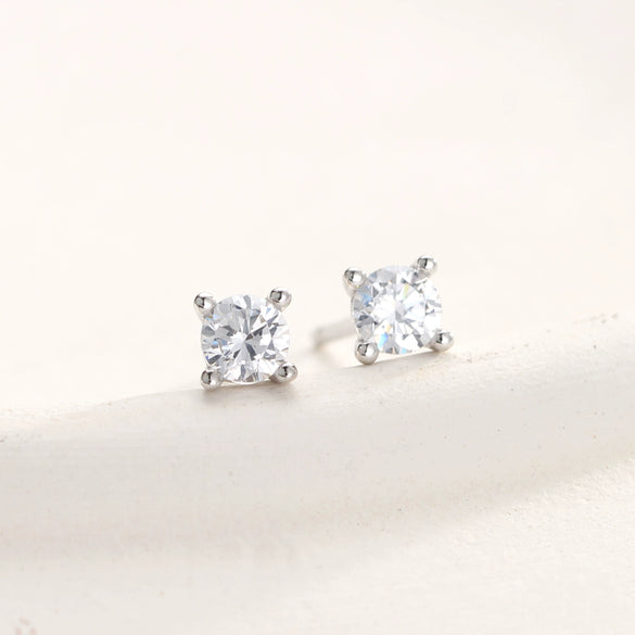 Wholesale 925 Sterling Silver Geometric Inlaid Zircon Simple Women's Earrings