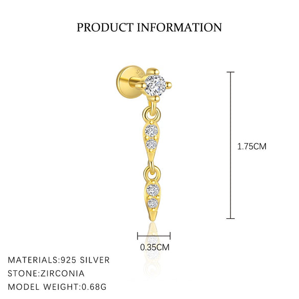 Wholesale 925 Sterling Silver Geometric Irregular Zircon Women's Earrings