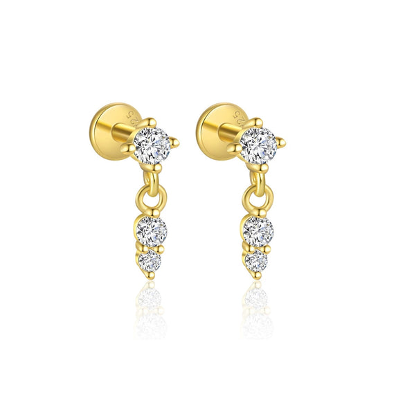 Wholesale 925 Sterling Silver Geometric Irregular Zircon Women's Earrings