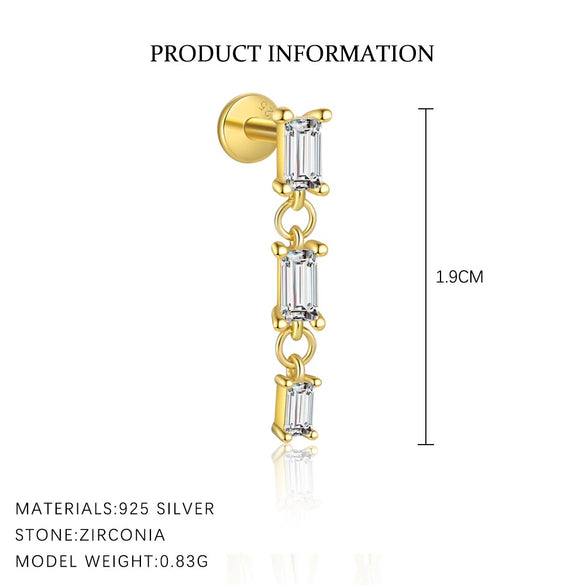 Wholesale 925 Sterling Silver Geometric Irregular Zircon Women's Earrings
