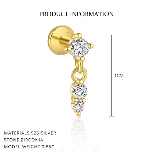 Wholesale 925 Sterling Silver Geometric Irregular Zircon Women's Earrings