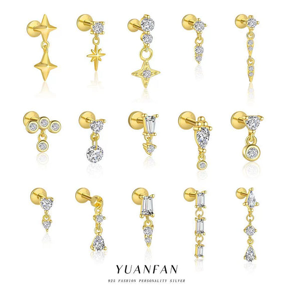 Wholesale 925 Sterling Silver Geometric Irregular Zircon Women's Earrings
