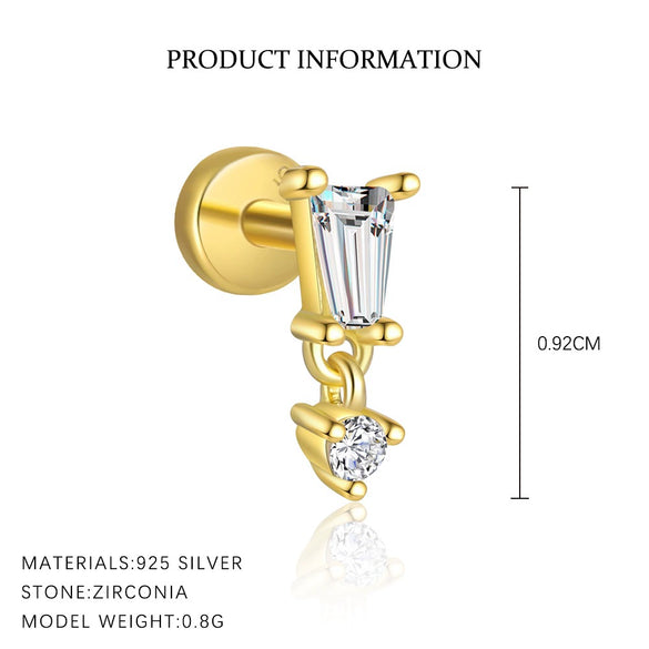 Wholesale 925 Sterling Silver Geometric Irregular Zircon Women's Earrings