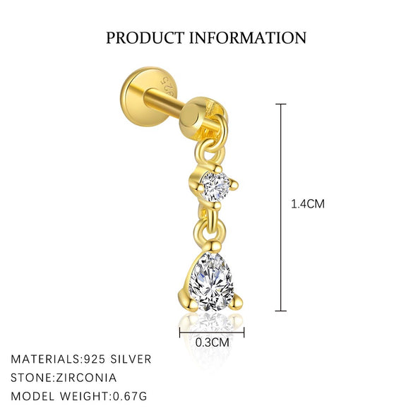 Wholesale 925 Sterling Silver Geometric Irregular Zircon Women's Earrings