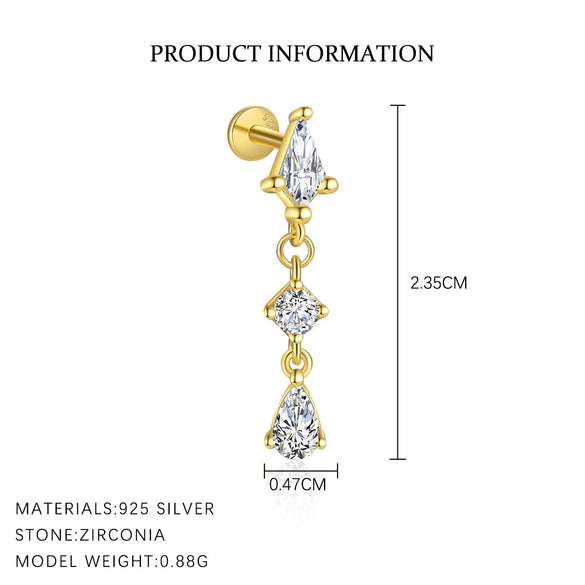 Wholesale 925 Sterling Silver Geometric Irregular Zircon Women's Earrings