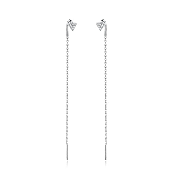 Wholesale 925 Sterling Silver Geometric Long Tassel Chain Zircon Earrings For Women