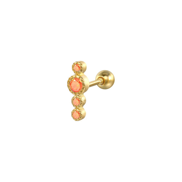 Wholesale Sterling Silver Geometric Long Zircon Spiral Cartilage Piercing Small Gold Ball Ear Studs With Flower Pattern And Electroplating Treatment For Women
