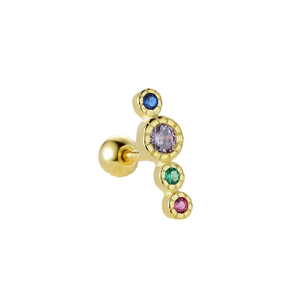 Wholesale Sterling Silver Geometric Long Zircon Spiral Cartilage Piercing Small Gold Ball Ear Studs With Flower Pattern And Electroplating Treatment For Women