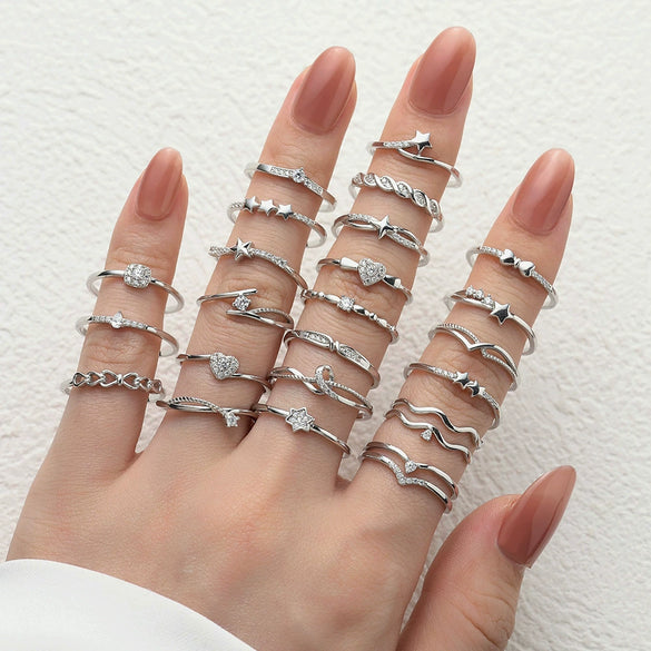 Wholesale 925 Sterling Silver Geometric Minimalist Fashion Women's Ring Electroplated