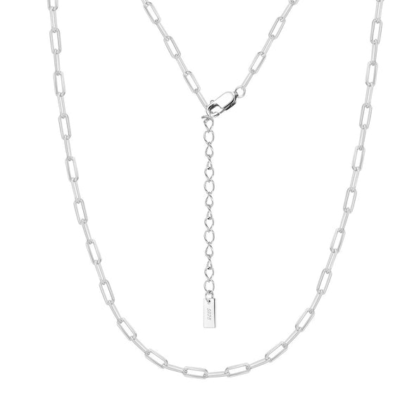 Wholesale 925 Sterling Silver Geometric Minimalist Paper Clip Chain Necklace Electroplated Unisex