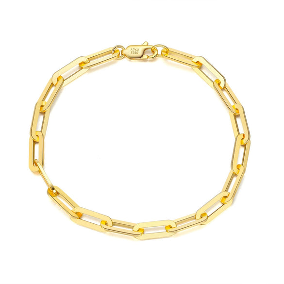 Wholesale 925 Sterling Silver Geometric Minimalist Paper Clip Chain Necklace Electroplated Unisex