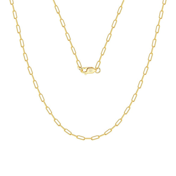 Wholesale 925 Sterling Silver Geometric Minimalist Paper Clip Chain Necklace Electroplated Unisex