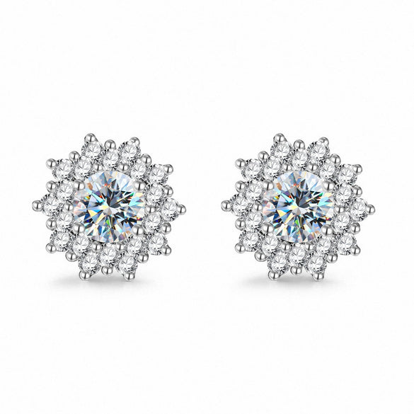 Wholesale 925 Sterling Silver Geometric Moissanite Earrings For Women Simple Elegant Electroplated