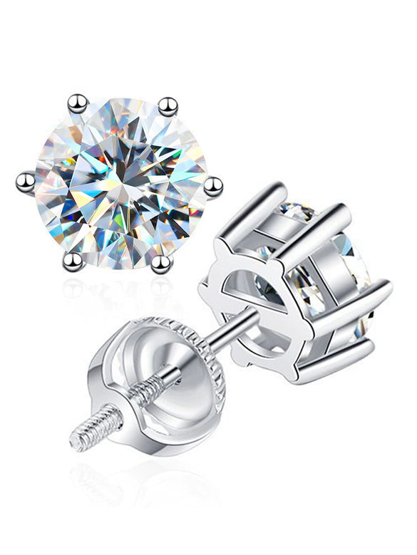 Wholesale 925 Sterling Silver Geometric Moissanite Earrings For Women Simple Elegant Electroplated