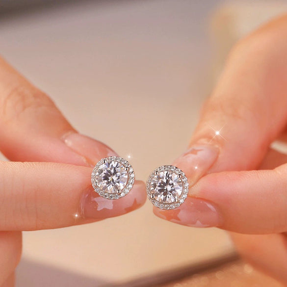 Wholesale 925 Sterling Silver Geometric Moissanite Earrings For Women Simple Elegant Electroplated