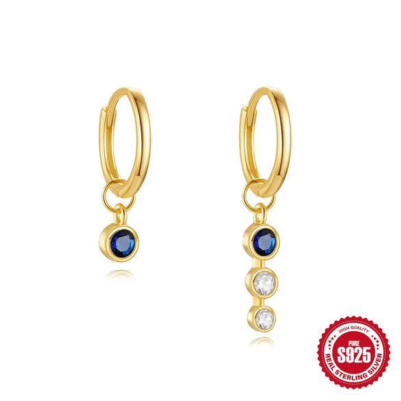 Wholesale 925 Sterling Silver Geometric Moon Star Earrings With Electroplating Design