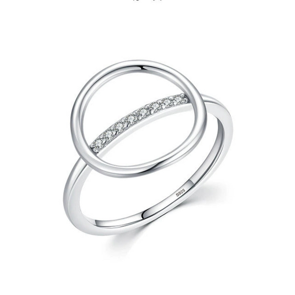 Wholesale 925 Sterling Silver Geometric Niche Design Micro Inlay Ring Jewelry