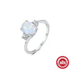 Wholesale 925 Sterling Silver Geometric Opal Ring With Electroplating For Women